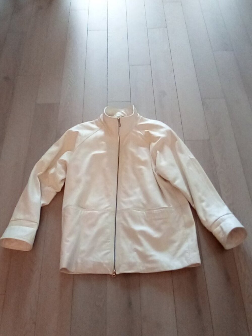 Tannery West Men's White Leather Coat Sz S
